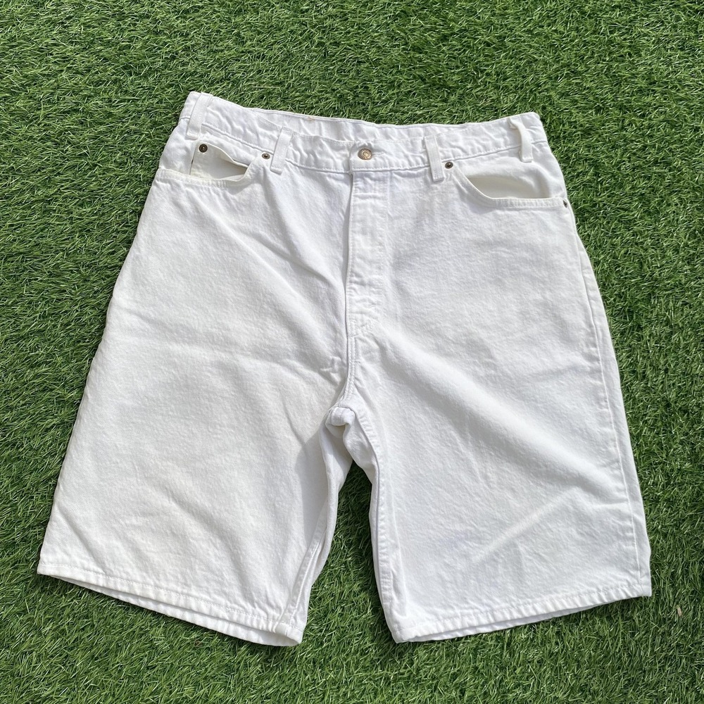 Vintage Levis 550 Shorts Mens 36 White‎ Denim Relaxed Fit Made USA 90s Jeans
